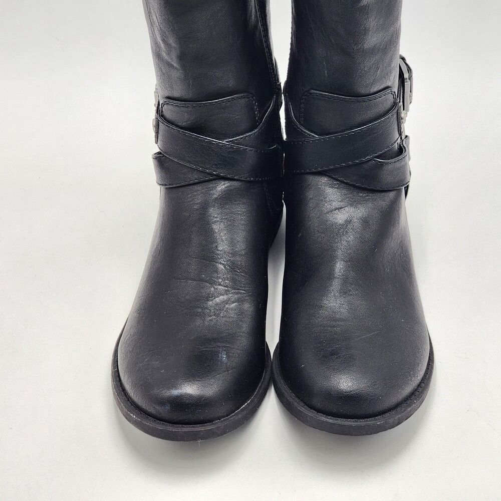 G by Guess Herly Buckle Black Wide Calf Tall Riding Boots Size 8.5 - Picture 7 of 10